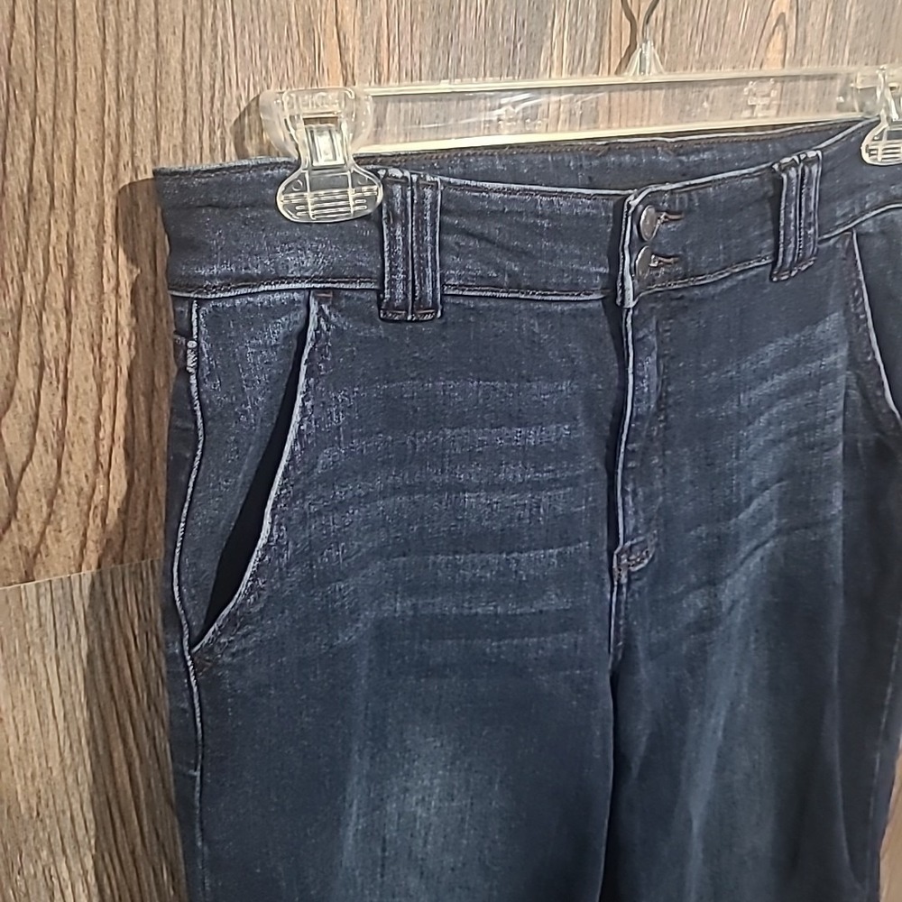 Judy Blue Wide Leg Jeans Size 13/31 x 29.5 Dark Wash High Rise Stretch - Picture 4 of 9